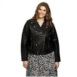 Plus size leather on sale biker jacket uk